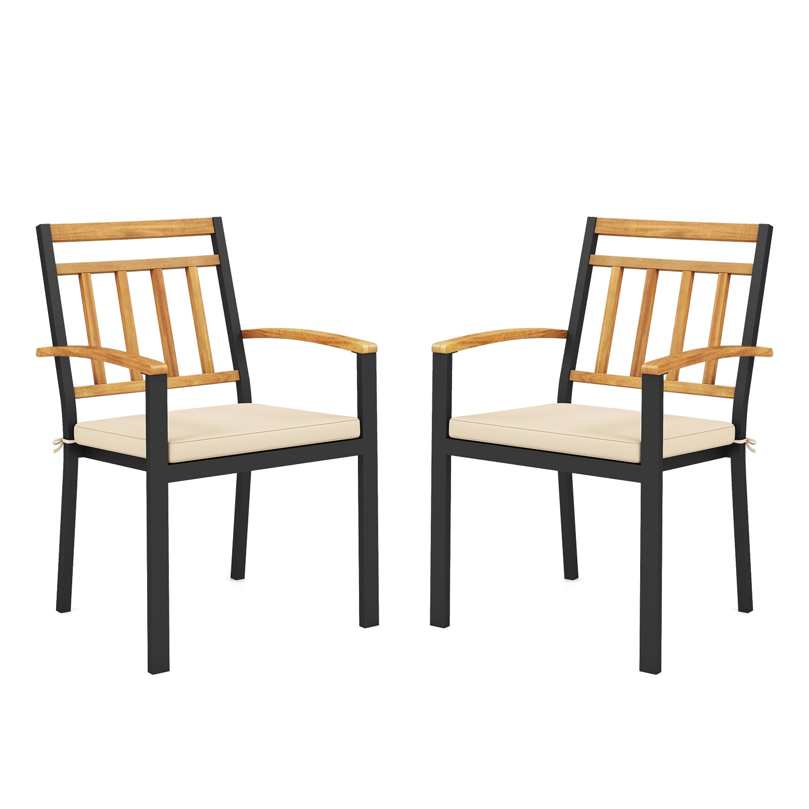 Set of 2 Patio Dining Chairs with Removable Padded Cushions-17 Inches Patio Dining Chairs at Gallery Canada