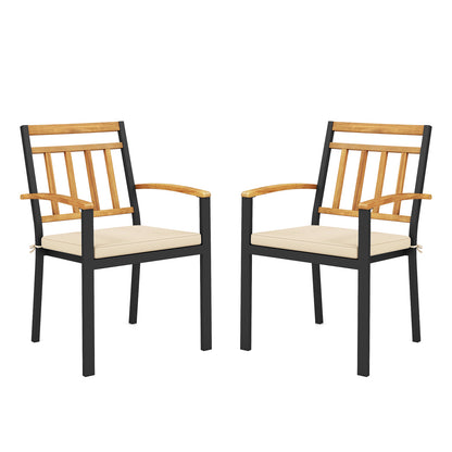 Set of 2 Patio Dining Chairs with Removable Padded Cushions-17 Inches Patio Dining Chairs at Gallery Canada