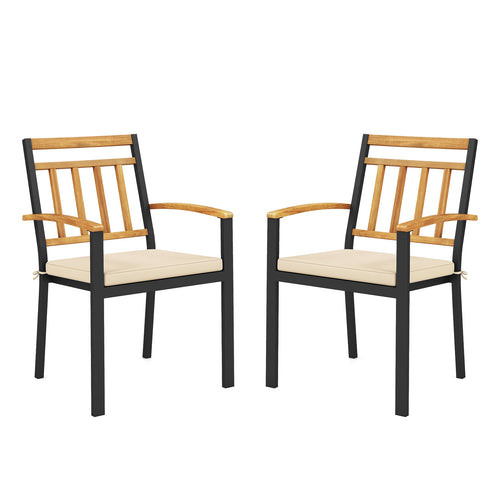 Set of 2 Patio Dining Chairs with Removable Padded Cushions-17 Inches