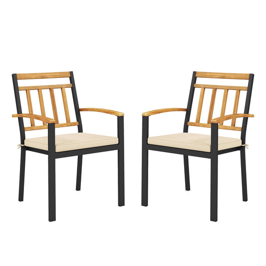 Set Of 2 Patio Dining Chairs, Removable Padded Cushions, 17 Inches Patio Dining Chairs Options at Gallery Canada