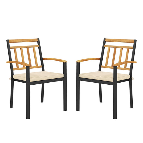 Set Of 2 Patio Dining Chairs, Removable Padded Cushions, 17 Inches