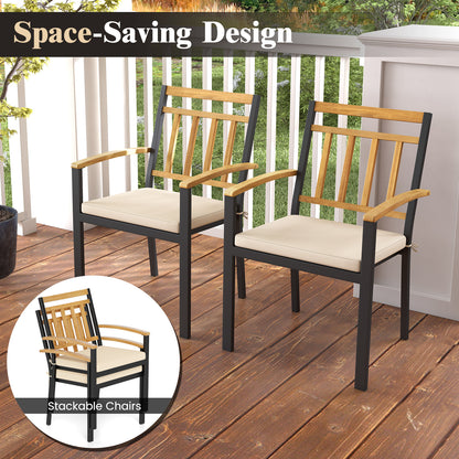 Set of 2 Patio Dining Chairs with Removable Padded Cushions-17 Inches Patio Dining Chairs at Gallery Canada