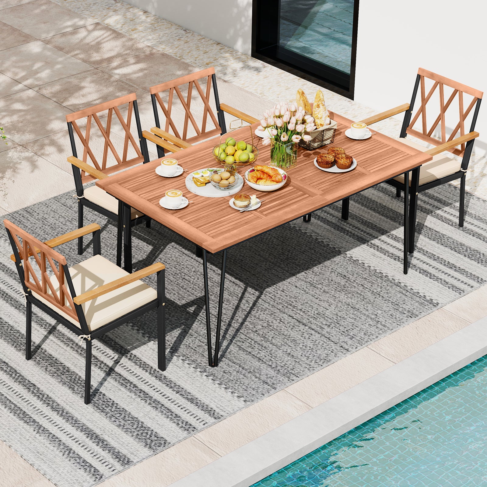 Set of 2 Patio Dining Chairs with Removable Padded Cushions-18 Inches Patio Dining Chairs at Gallery Canada