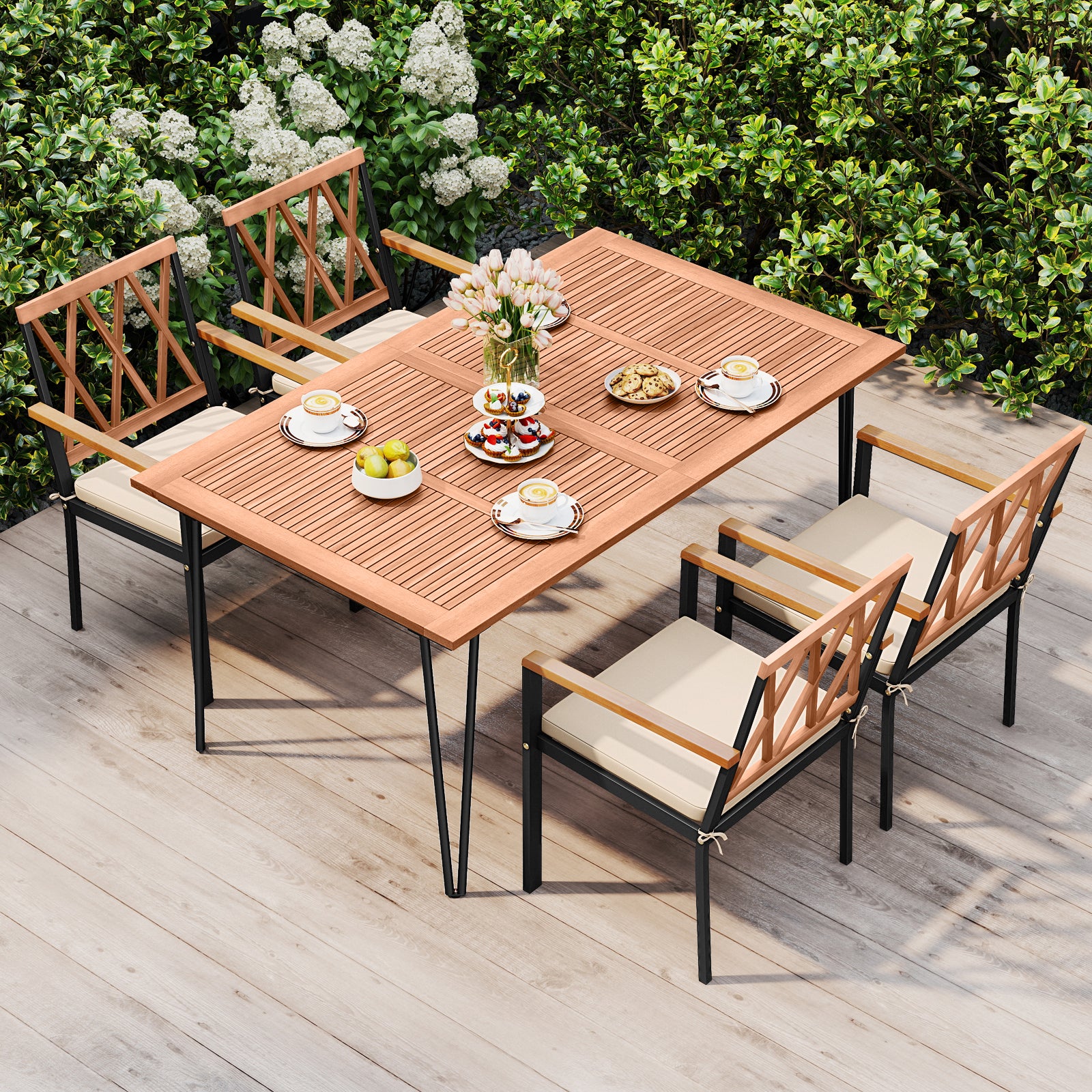 Set of 2 Patio Dining Chairs with Removable Padded Cushions-18 Inches Patio Dining Chairs at Gallery Canada