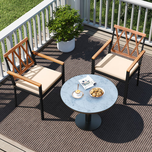 Set of 2 Patio Dining Chairs with Removable Padded Cushions-18 Inches