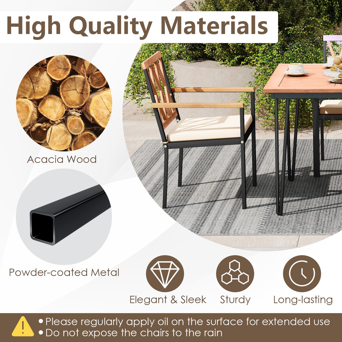 Set of 2 Patio Dining Chairs with Removable Padded Cushions-18 Inches Patio Dining Chairs at Gallery Canada