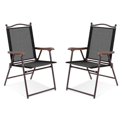 2-Piece Patio Folding Sling Back Camping Chairs, Brown Patio Dining Chairs Brown at Gallery Canada