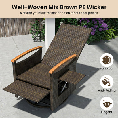 Ensemble de 2 chaises pivotantes inclinables en rotin pour patio, gris