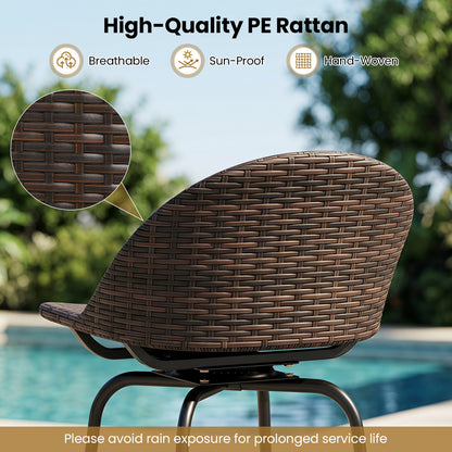 Set of 2 Patio Swivel Bar Stools, Rattan Seat, 400 LBS, Brown Patio Bar Furniture at Gallery Canada