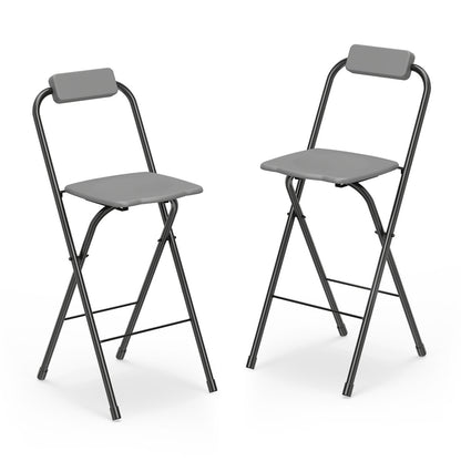 Set of 2 Portable Bar Stools with Ergonomic Seat, Black