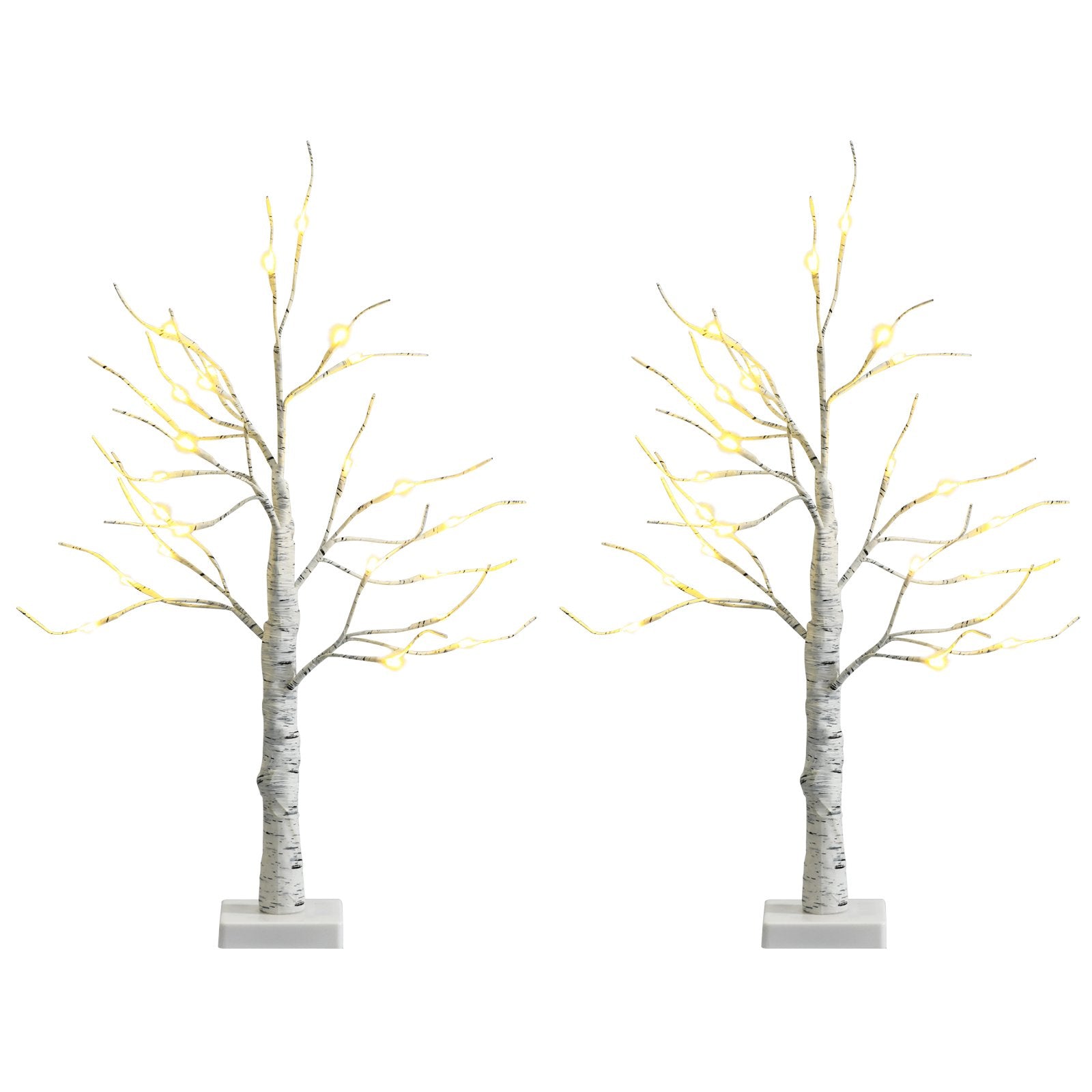 Set of 2 Pre-lit White Twig Birch Tree Battery Powered for Christmas Holiday, White Christmas Tree White at Gallery Canada
