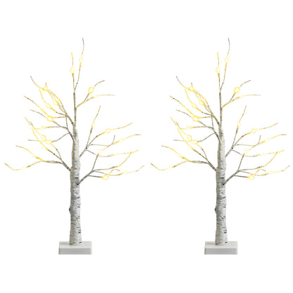 Set Of 2 Pre-Lit Twig Birch Tree, Battery Powered, White Christmas Tree at Gallery Canada
