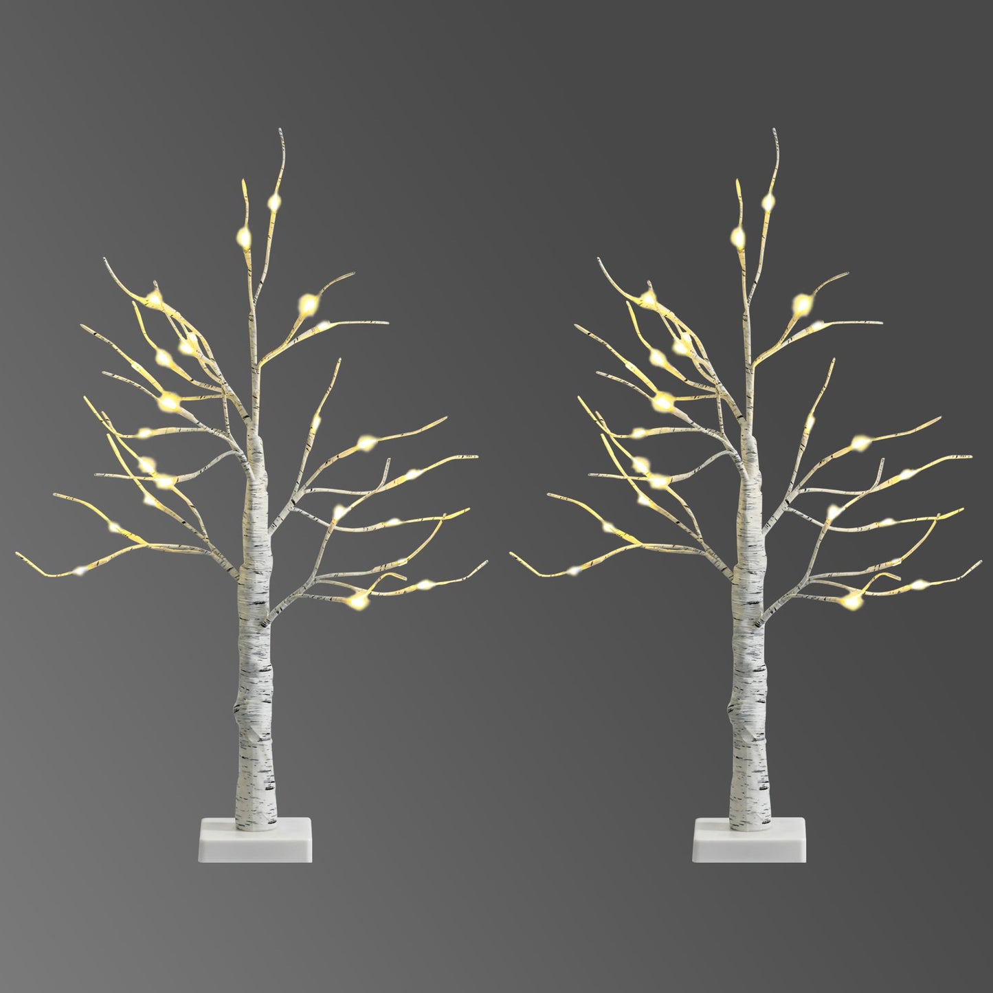 Set of 2 Pre-lit White Twig Birch Tree Battery Powered for Christmas Holiday, White Christmas Tree at Gallery Canada