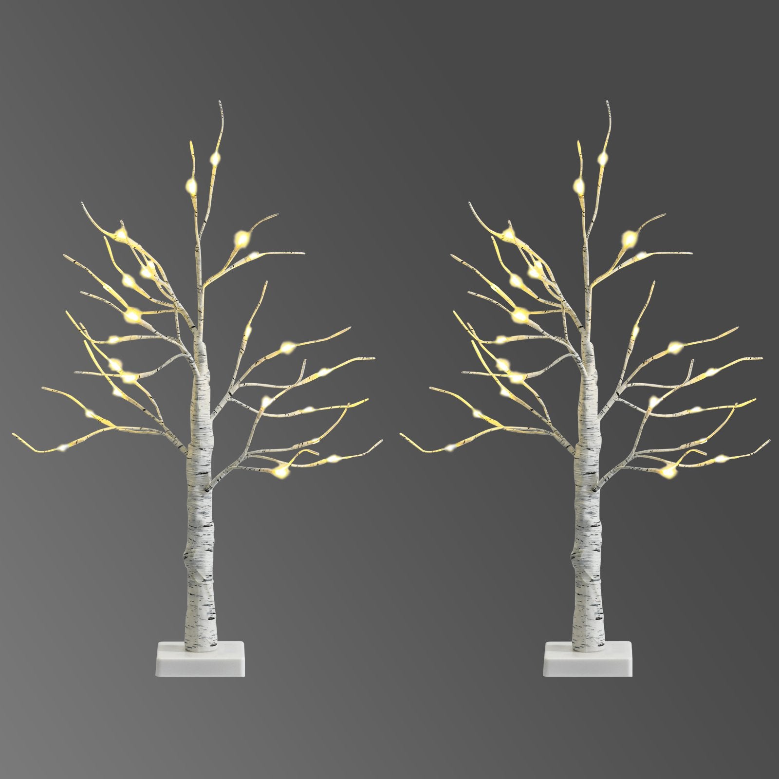 Set of 2 Pre-lit White Twig Birch Tree Battery Powered for Christmas Holiday, White Christmas Tree at Gallery Canada