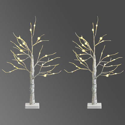 Set of 2 Pre-lit White Twig Birch Tree Battery Powered for Christmas Holiday, White Christmas Tree at Gallery Canada