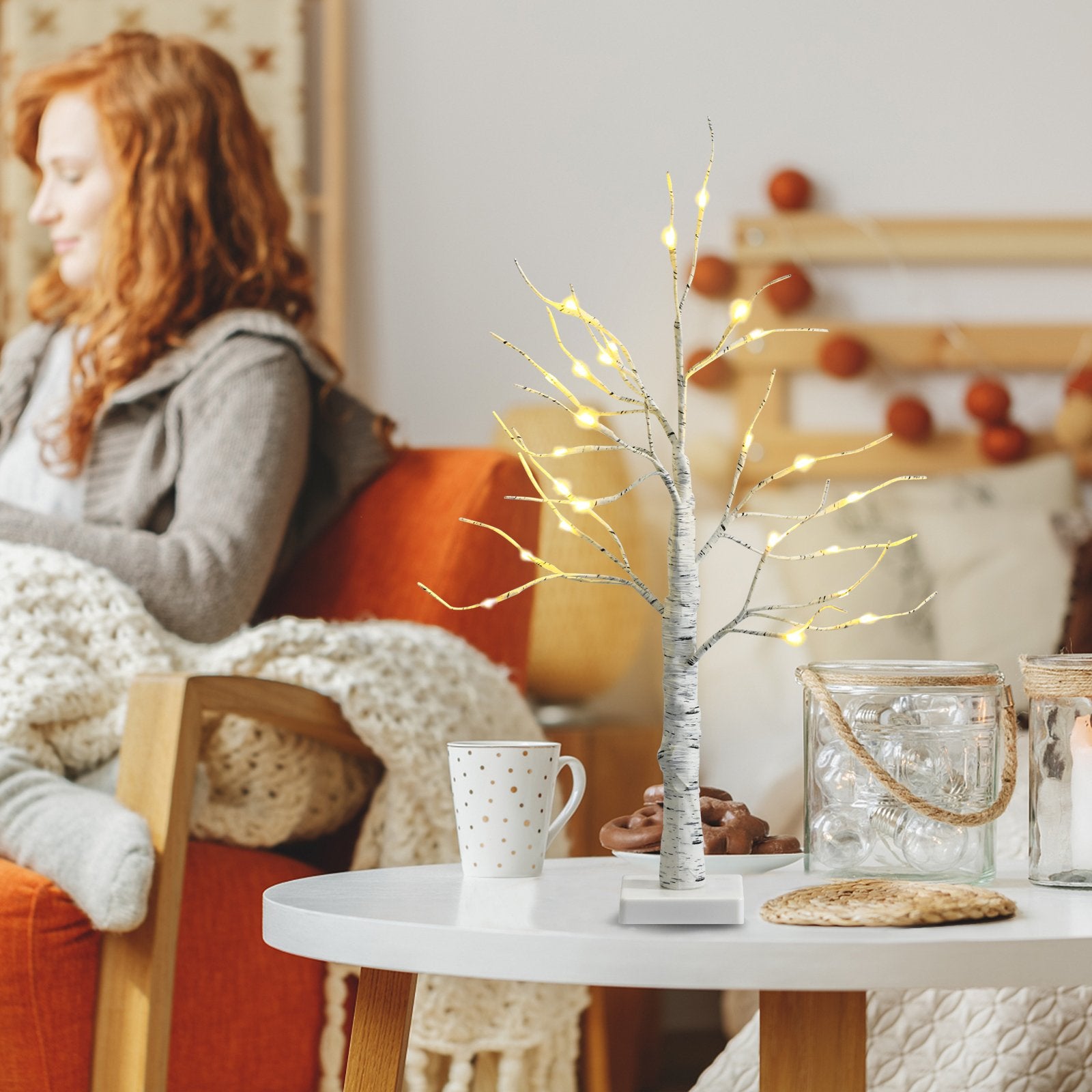 Set of 2 Pre-lit White Twig Birch Tree Battery Powered for Christmas Holiday, White Christmas Tree at Gallery Canada