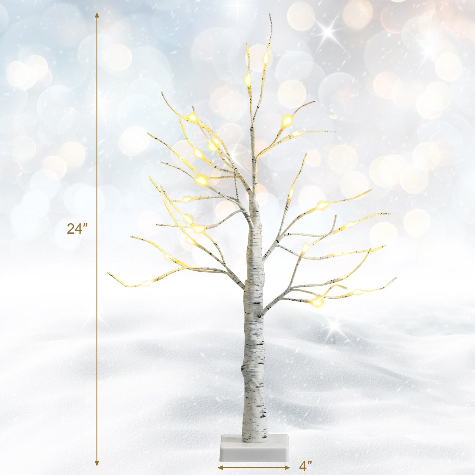 Set of 2 Pre-lit White Twig Birch Tree Battery Powered for Christmas Holiday, White Christmas Tree at Gallery Canada