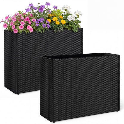 Ensemble de 2 plates-bandes surélevées, en rotin PE, avec revêtement