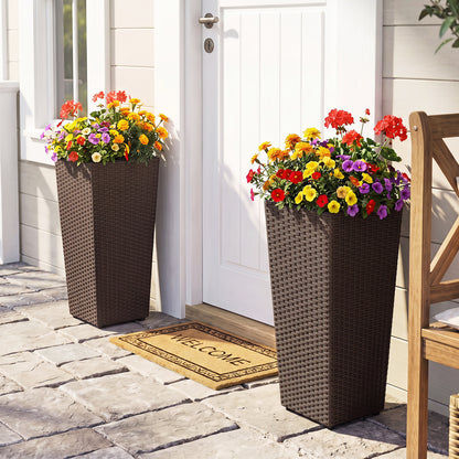 Rattan Tall Plant Pots Set of 2, Brown