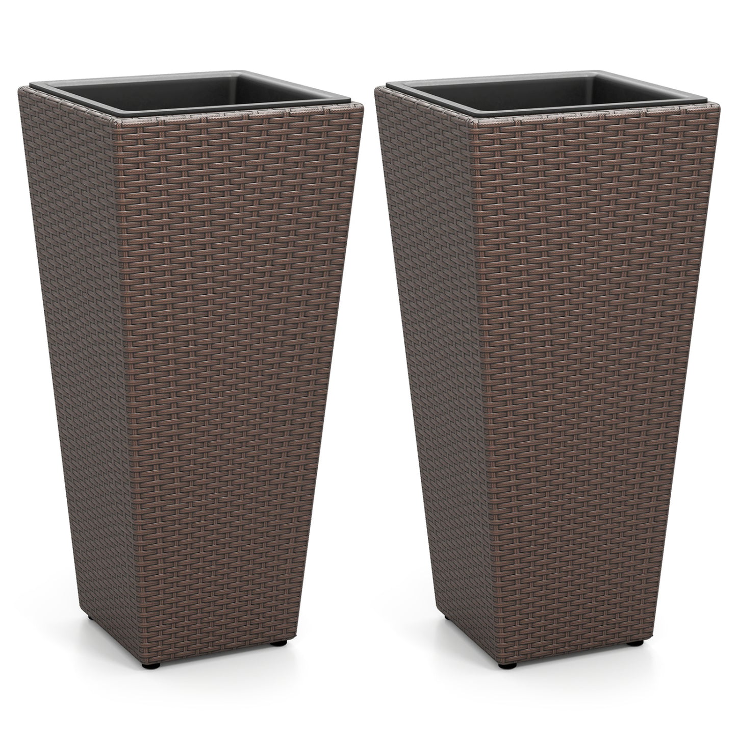 Rattan Tall Plant Pots Set of 2, Brown