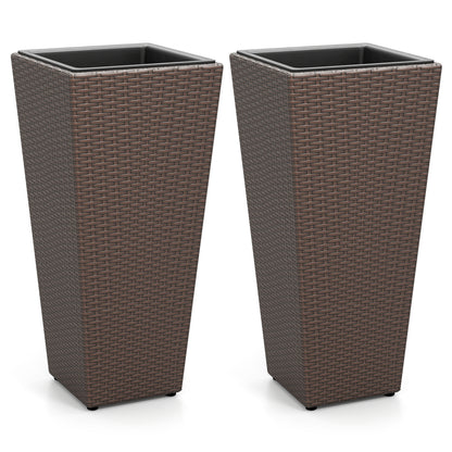 Rattan Tall Plant Pots Set of 2, Brown