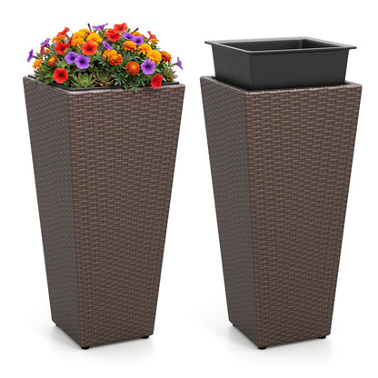 Rattan Tall Plant Pots Set of 2, Brown