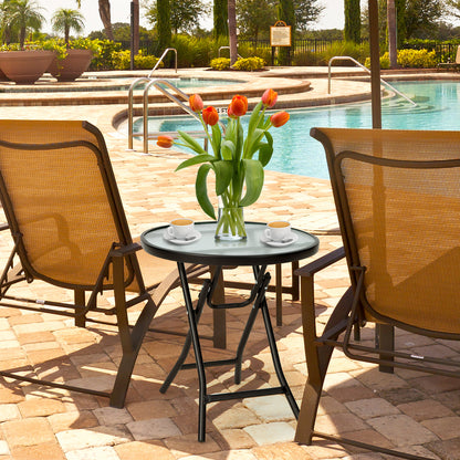 Set Of 2 Round Patio Side Tables, Black