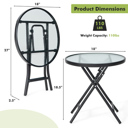 Set Of 2 Round Patio Side Tables, Black