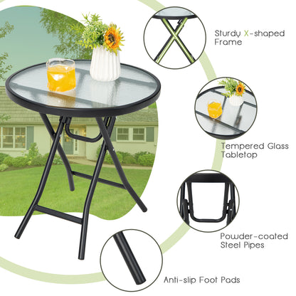 Set Of 2 Round Patio Side Tables, Black
