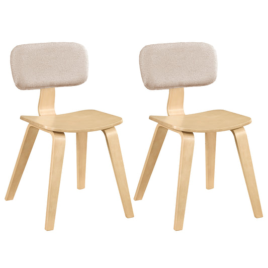 Set of 2 Rubber Wood Dining Chairs, Teddy Velvet Backrest, Natural Dining Chairs Natural at Gallery Canada