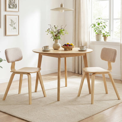 Set of 2 Rubber Wood Dining Chairs, Teddy Velvet Backrest, Natural Dining Chairs at Gallery Canada