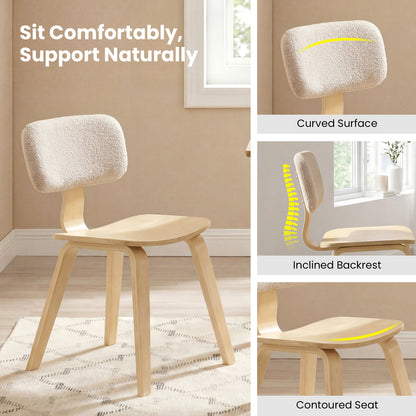 Set of 2 Rubber Wood Dining Chairs, Teddy Velvet Backrest, Natural Dining Chairs at Gallery Canada
