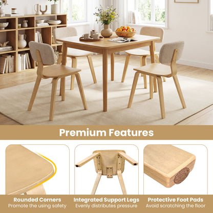 Set of 2 Rubber Wood Dining Chairs, Teddy Velvet Backrest, Natural Dining Chairs at Gallery Canada