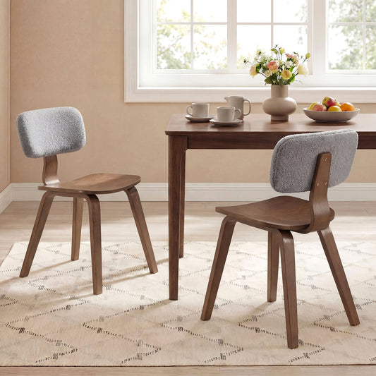 Rubber Wood Dining Chairs, Teddy Velvet Backrest, Set of 2, Walnut Dining Chairs Walnut at Gallery Canada