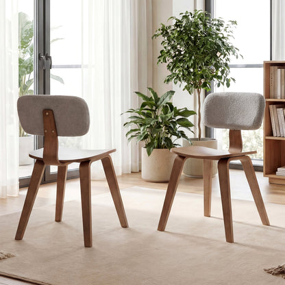 Rubber Wood Dining Chairs, Teddy Velvet Backrest, Set of 2, Walnut Dining Chairs at Gallery Canada