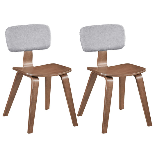 Rubber Wood Dining Chairs, Teddy Velvet Backrest, Set of 2, Walnut Dining Chairs Walnut at Gallery Canada