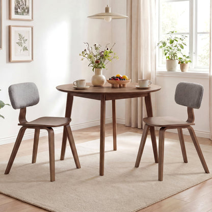 Rubber Wood Dining Chairs, Teddy Velvet Backrest, Set of 2, Walnut Dining Chairs at Gallery Canada