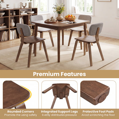 Rubber Wood Dining Chairs, Teddy Velvet Backrest, Set of 2, Walnut Dining Chairs at Gallery Canada