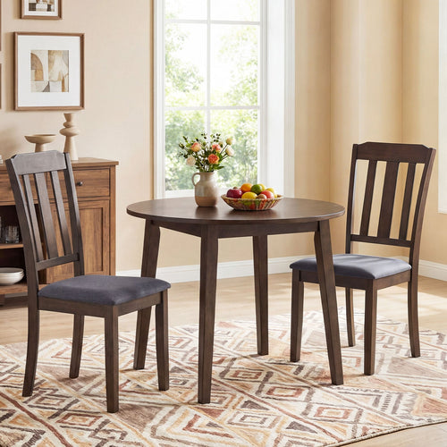 Rubber Wood Dining Chairs, Set of 2, Brown