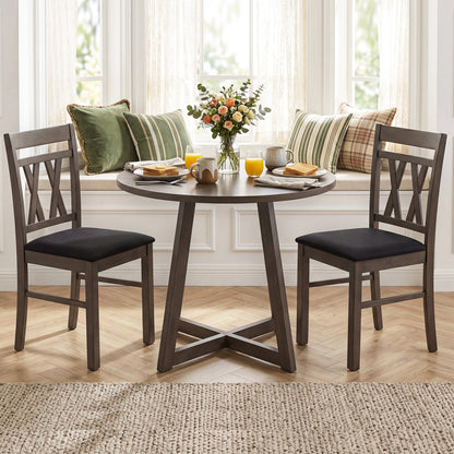 Set of 2 Modern Linen Style Upholstered Kitchen Chairs, Gray Dining Chairs at Gallery Canada