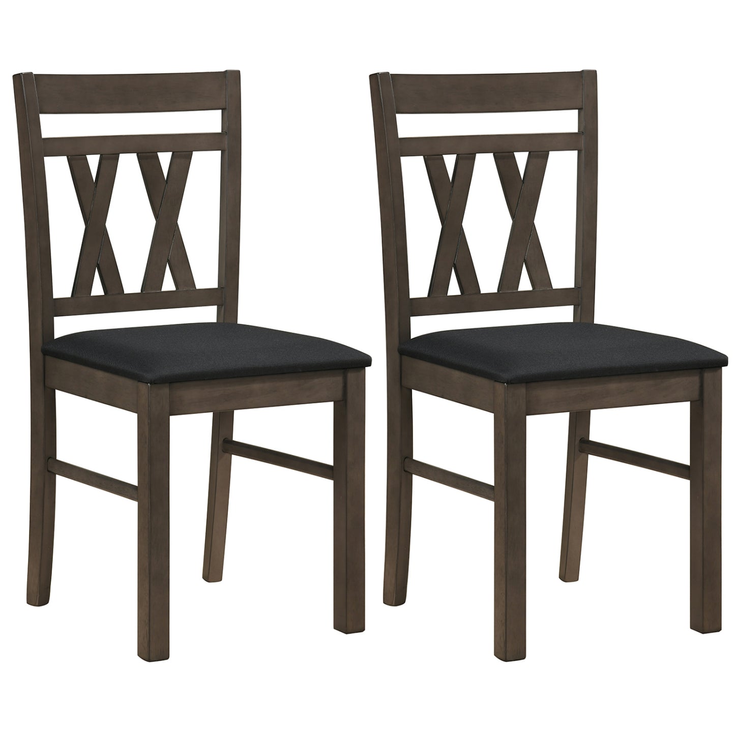 Set of 2 Modern Linen Style Upholstered Kitchen Chairs, Gray Dining Chairs Gray at Gallery Canada