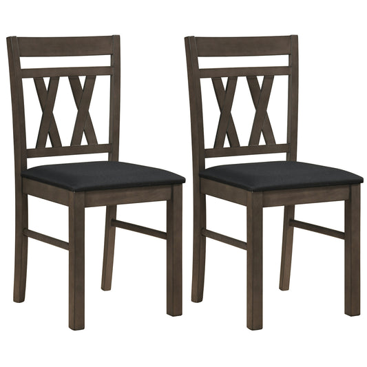 Set of 2 Modern Linen Style Upholstered Kitchen Chairs, Gray Dining Chairs Gray at Gallery Canada