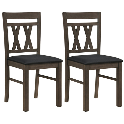 Set of 2 Modern Linen Style Upholstered Kitchen Chairs, Gray
