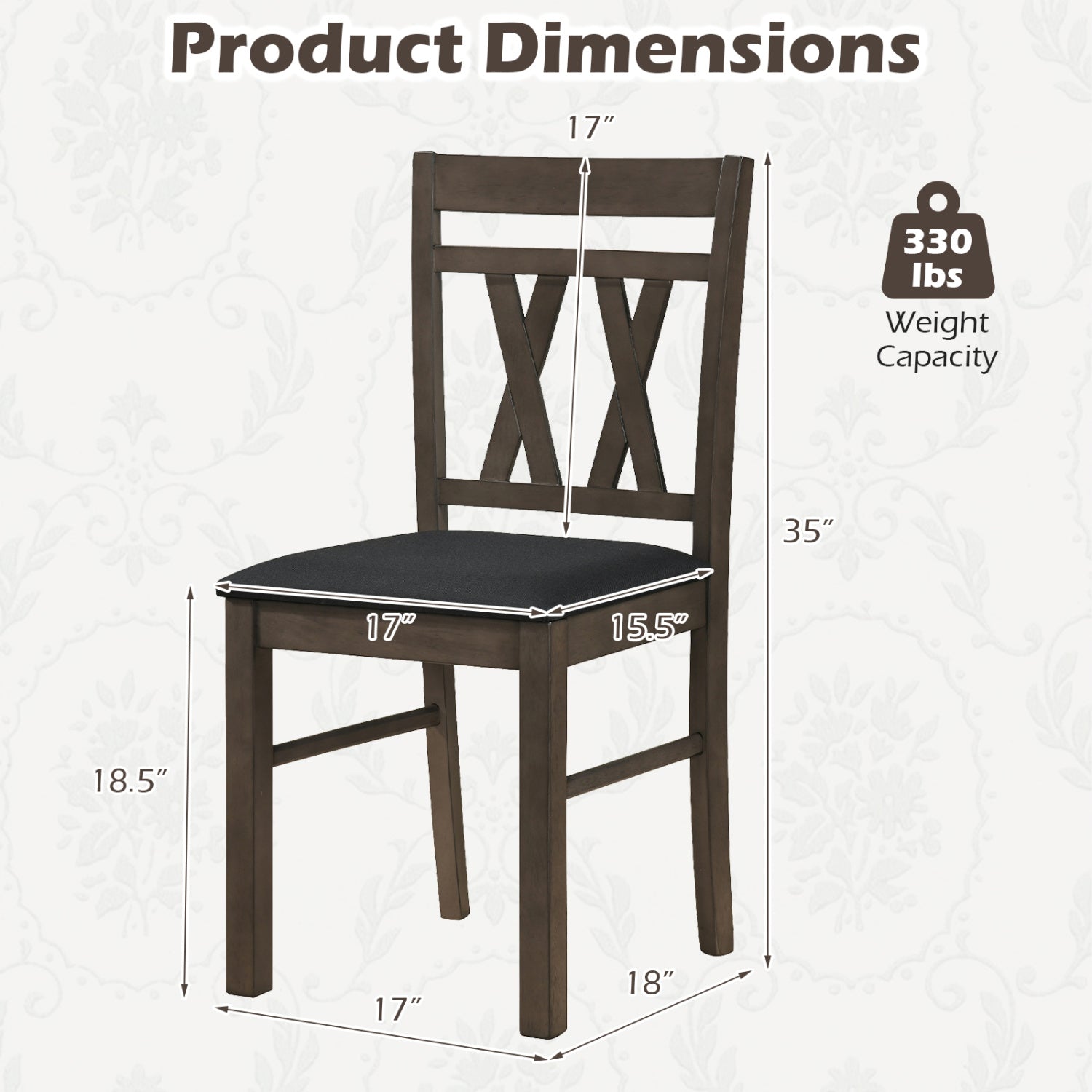 Set of 2 Modern Linen Style Upholstered Kitchen Chairs, Gray Dining Chairs at Gallery Canada