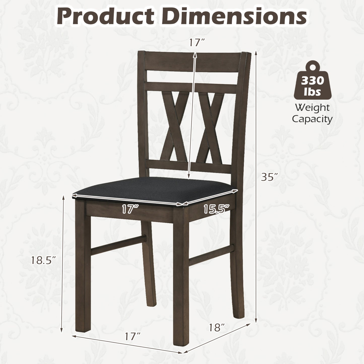 Set of 2 Modern Linen Style Upholstered Kitchen Chairs, Gray Dining Chairs at Gallery Canada