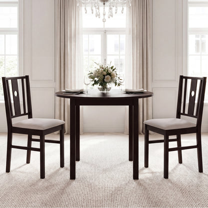 Set of 2 Rubber Wood Kitchen Chairs with Fabric Padded Seat , Coffee Dining Chairs at Gallery Canada