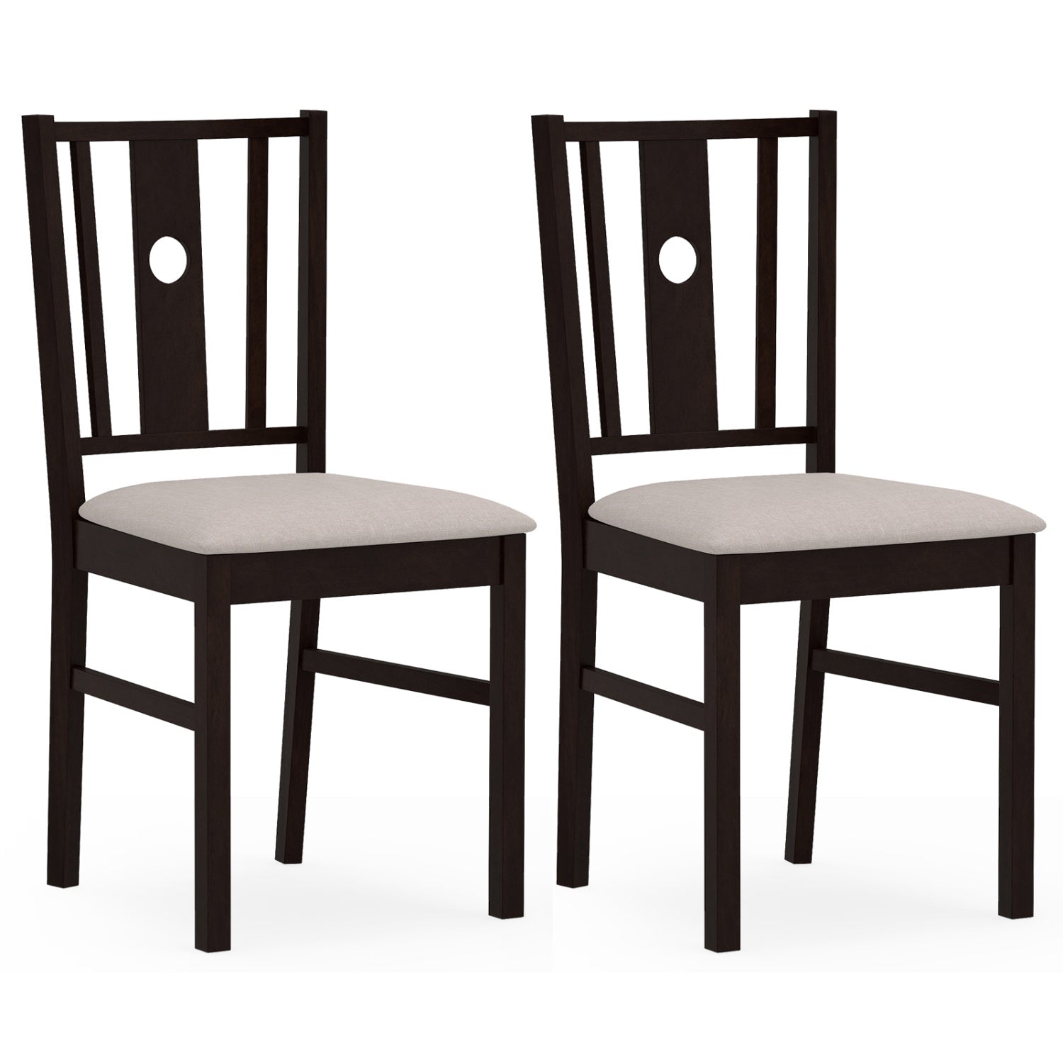 Set of 2 Rubber Wood Kitchen Chairs with Fabric Padded Seat , Coffee Dining Chairs Coffee at Gallery Canada