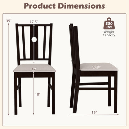 Set of 2 Rubber Wood Kitchen Chairs with Fabric Padded Seat , Coffee Dining Chairs at Gallery Canada