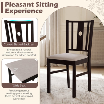 Set of 2 Rubber Wood Kitchen Chairs with Fabric Padded Seat , Coffee Dining Chairs at Gallery Canada