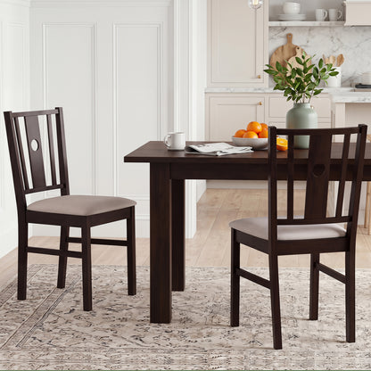 Set of 2 Rubber Wood Kitchen Chairs with Fabric Padded Seat , Coffee Dining Chairs at Gallery Canada